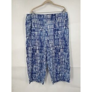 Habitat Linen Cotton Blend Artsy Lagenlook Beach Wide Leg Pants Women XL Blue
